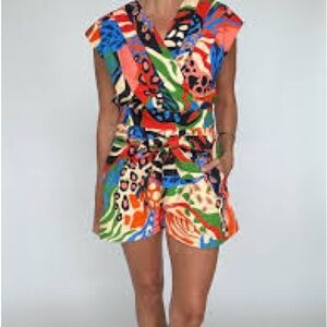 TEDDY & ROSE Colorful Abstract Print Romper